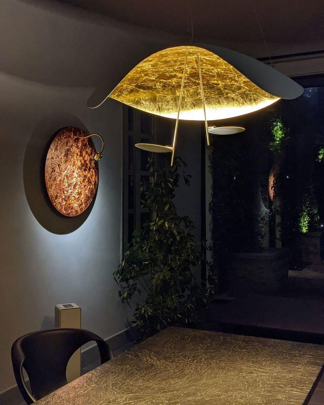 Lustra Pendant Lamp Black Gold Curved Shade - Image 123