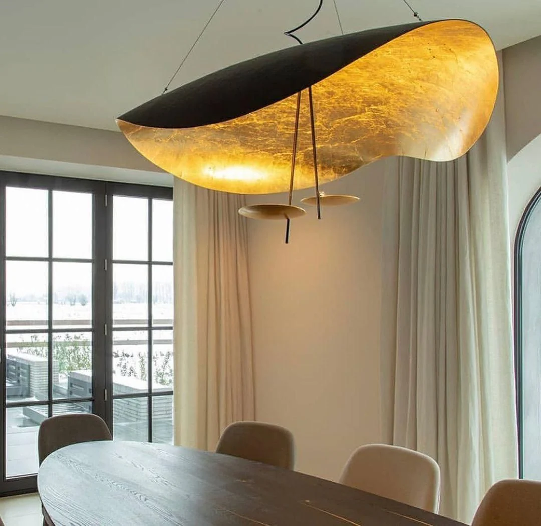 Lustra Pendant Lamp Black Gold Curved Shade - Image 13