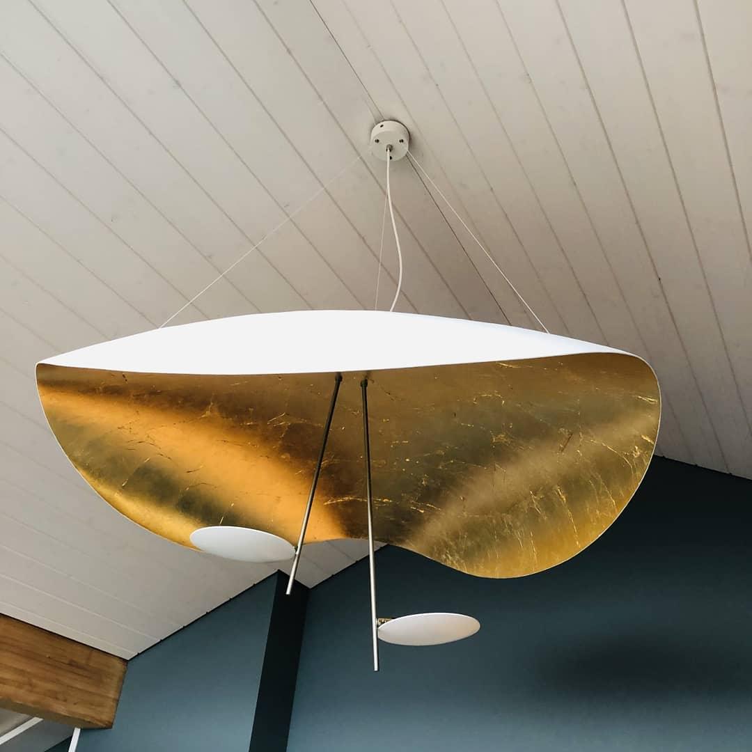 Lustra Pendant Lamp Black Gold Curved Shade - Image 131