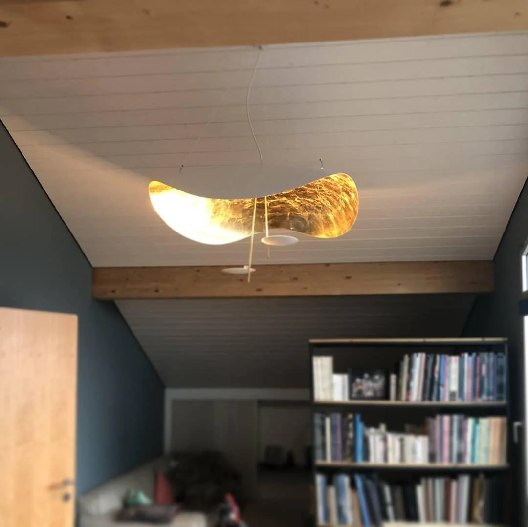 Lustra Pendant Lamp Black Gold Curved Shade - Image 132