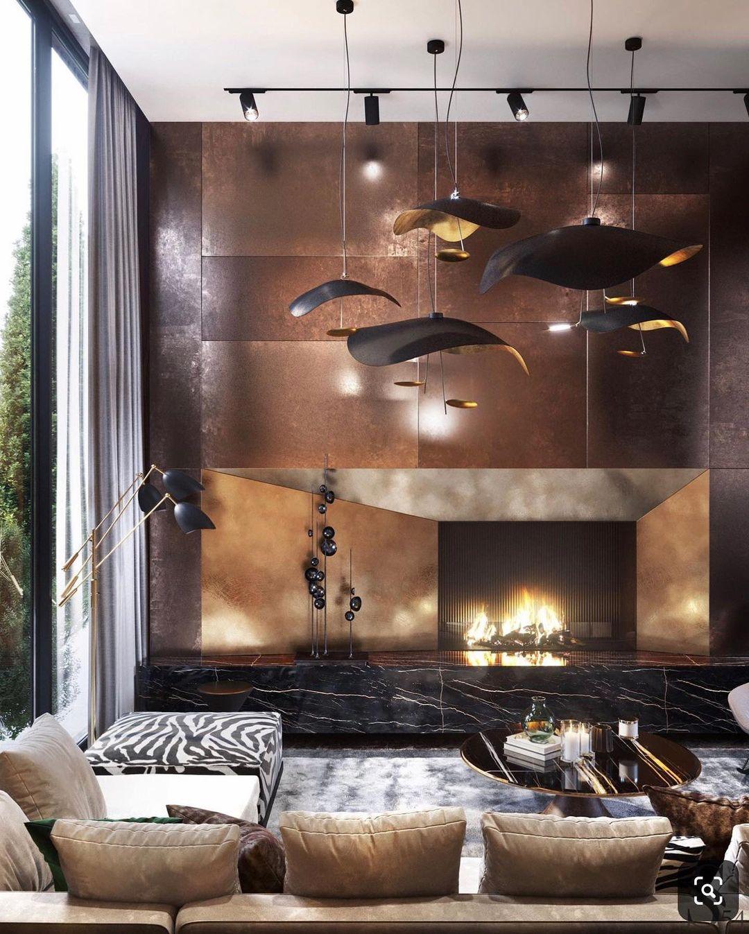 Lustra Pendant Lamp Black Gold Curved Shade - Image 137
