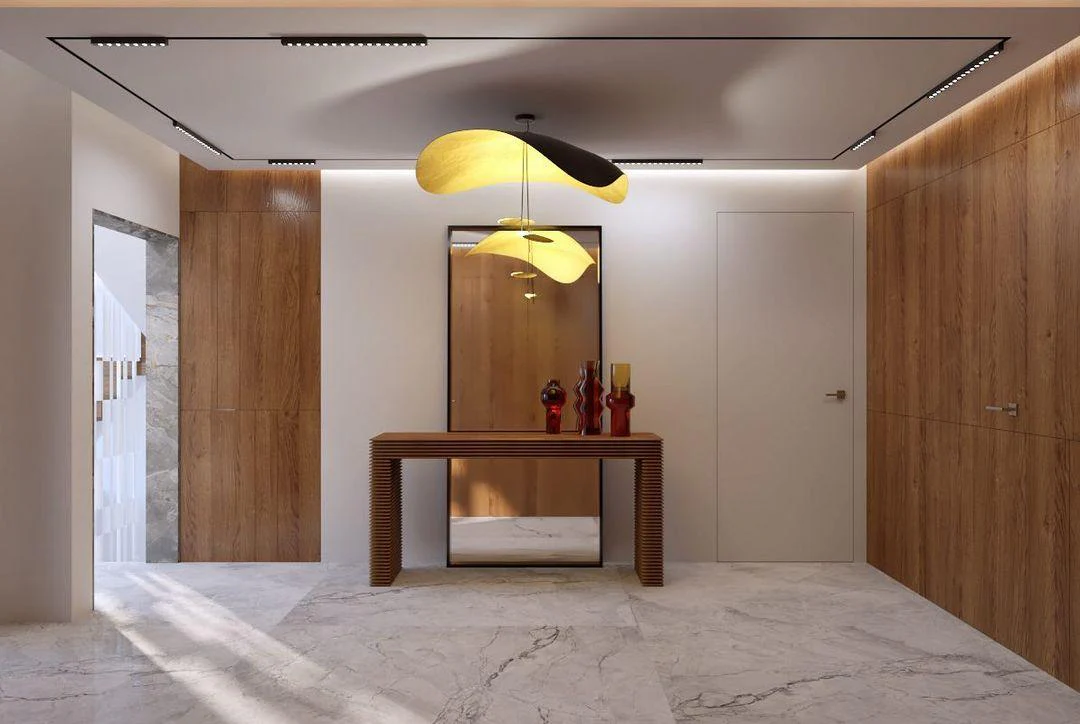 Lustra Pendant Lamp Black Gold Curved Shade - Image 14