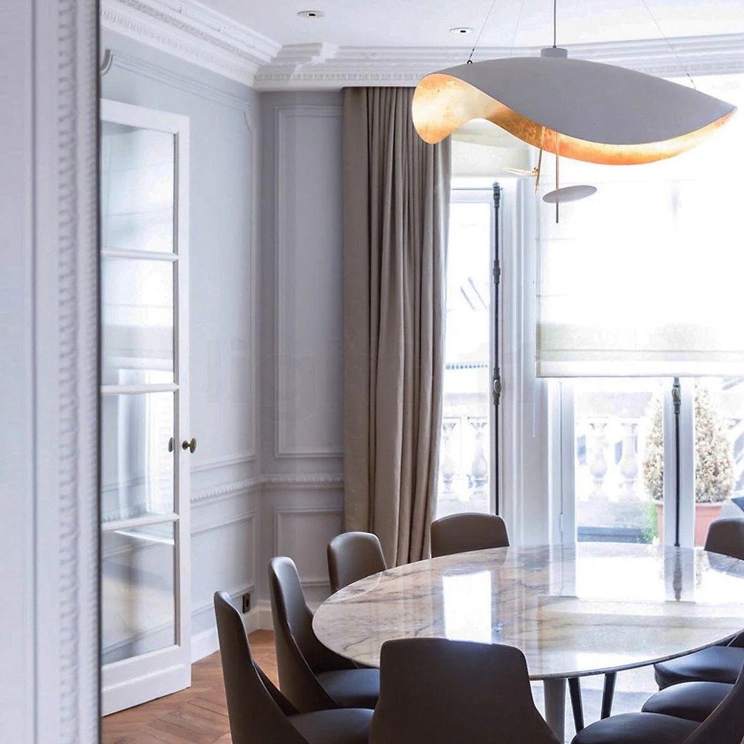 Lustra Pendant Lamp Black Gold Curved Shade - Image 146
