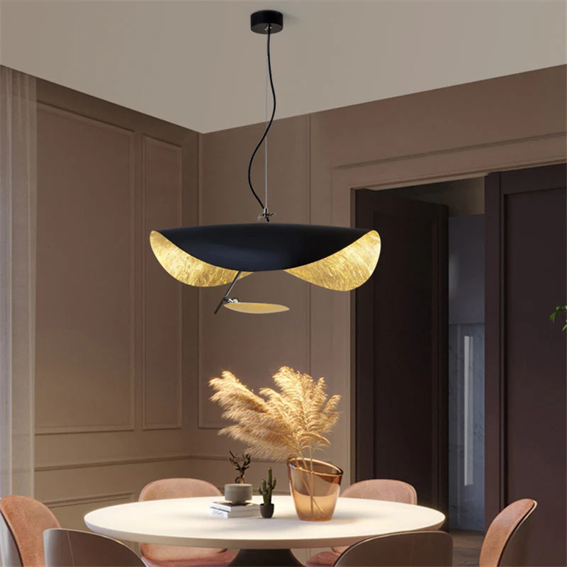 Lustra Pendant Lamp Black Gold Curved Shade - Image 18