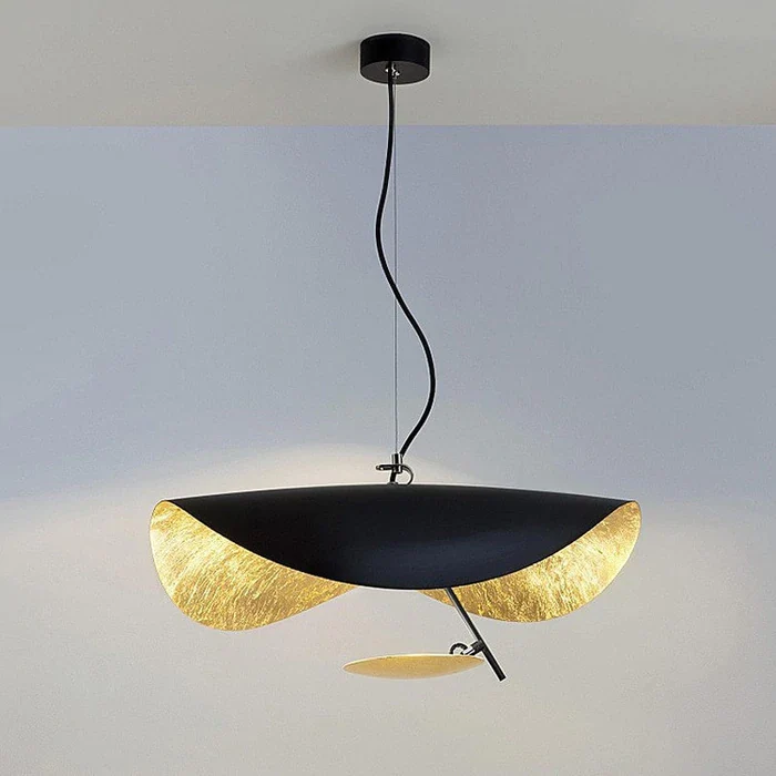 Lustra Pendant Lamp Black Gold Curved Shade - Image 2