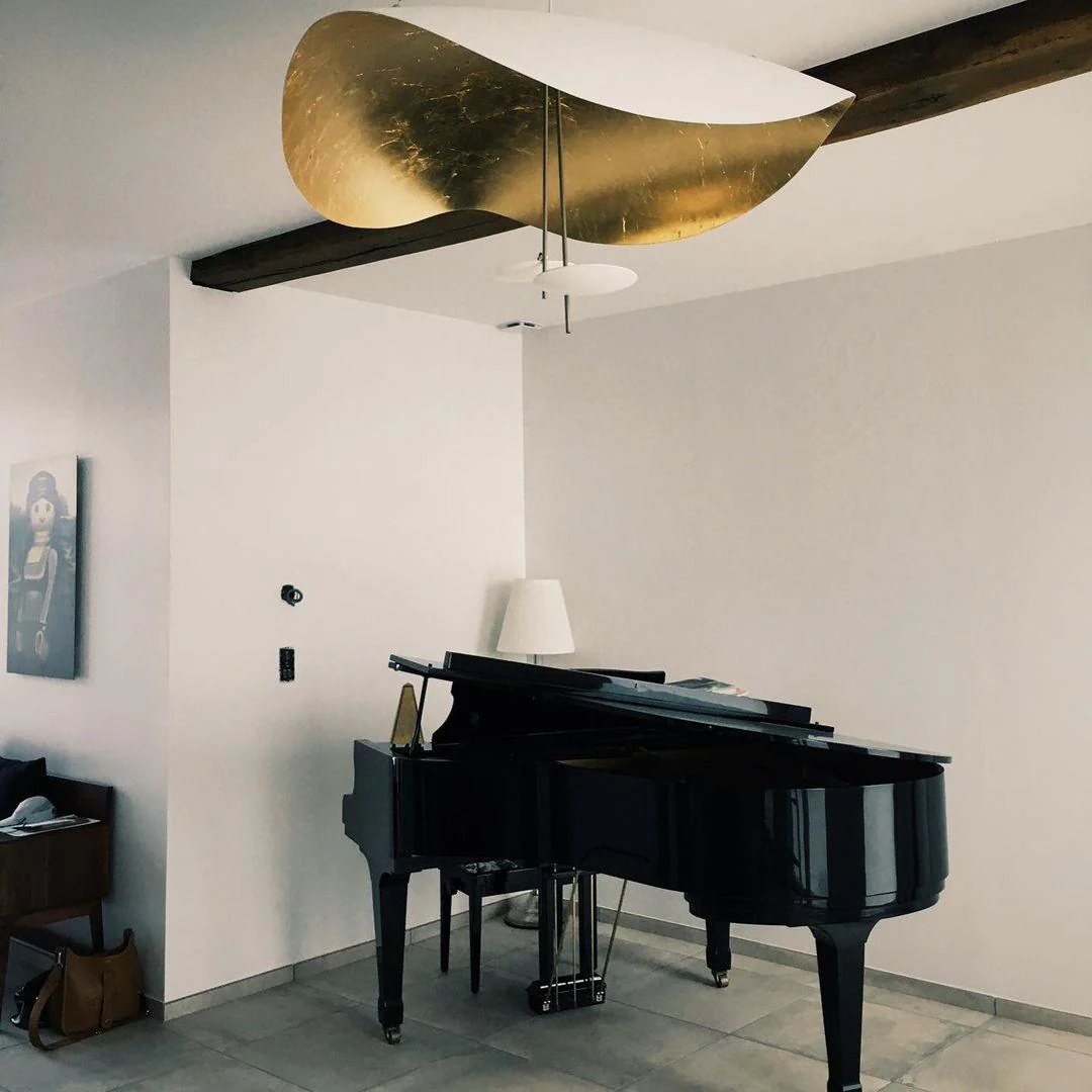Lustra Pendant Lamp Black Gold Curved Shade - Image 22