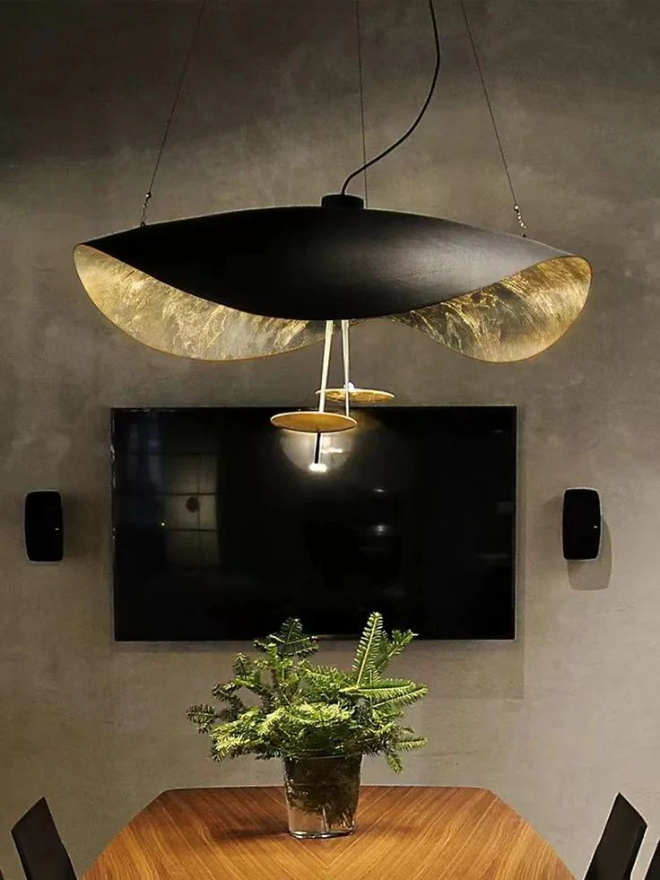 Lustra Pendant Lamp Black Gold Curved Shade - Image 24