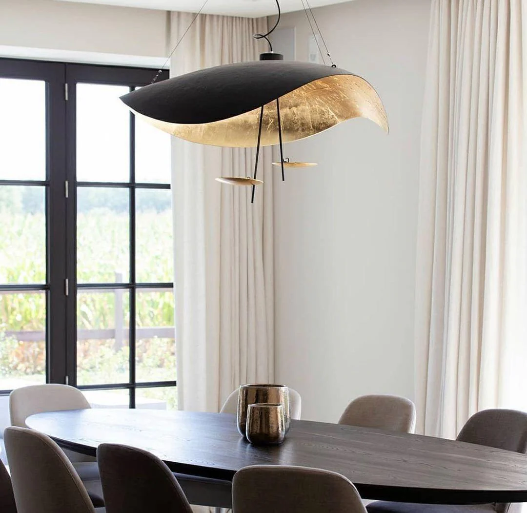 Lustra Pendant Lamp Black Gold Curved Shade - Image 30