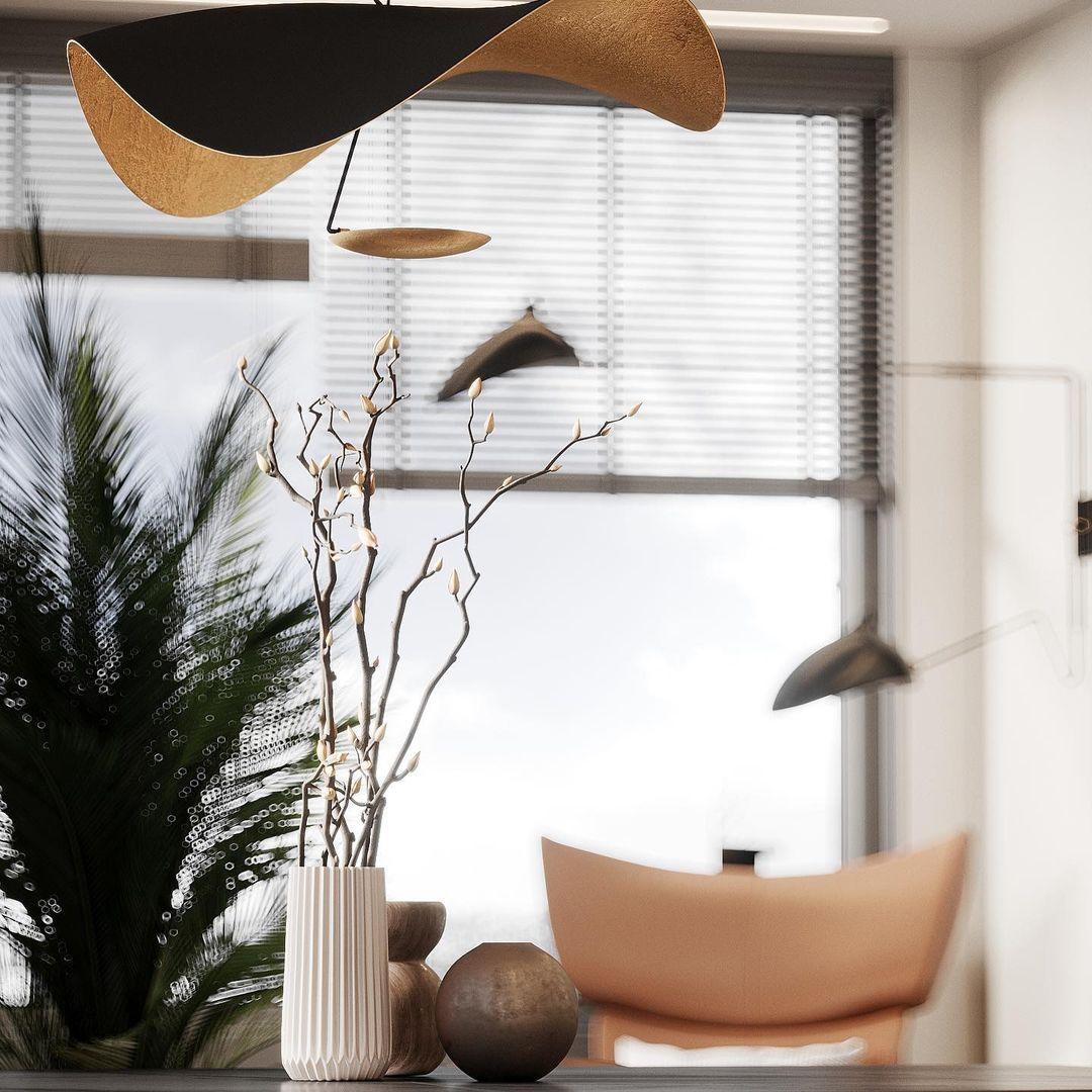 Lustra Pendant Lamp Black Gold Curved Shade - Image 31