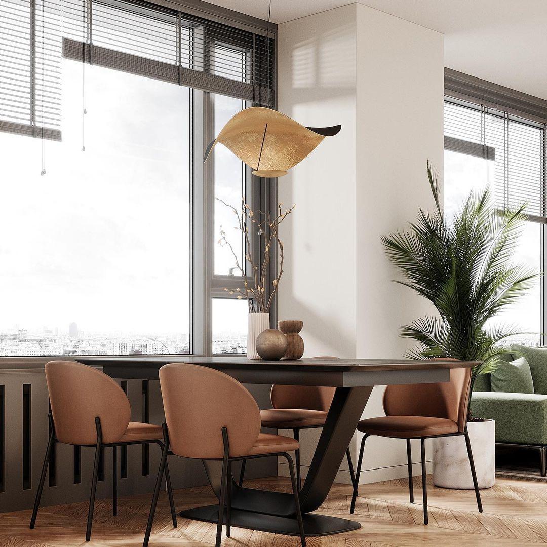 Lustra Pendant Lamp Black Gold Curved Shade - Image 32