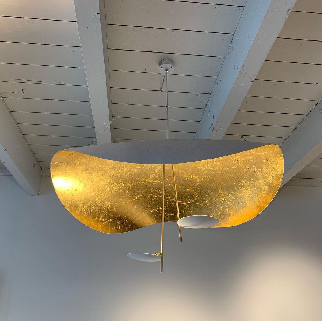 Lustra Pendant Lamp Black Gold Curved Shade - Image 42
