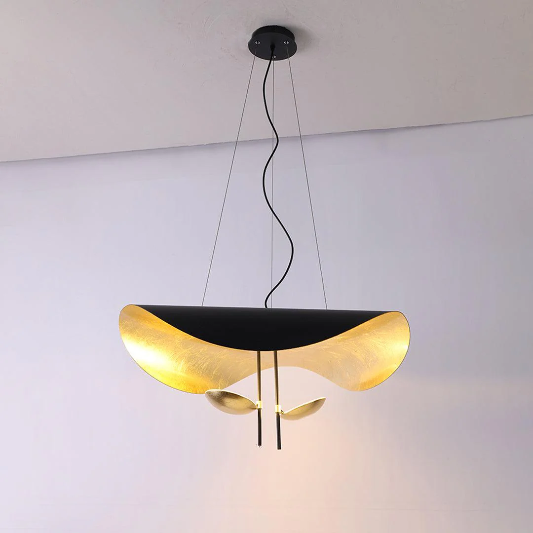 Lustra Pendant Lamp Black Gold Curved Shade - Image 43