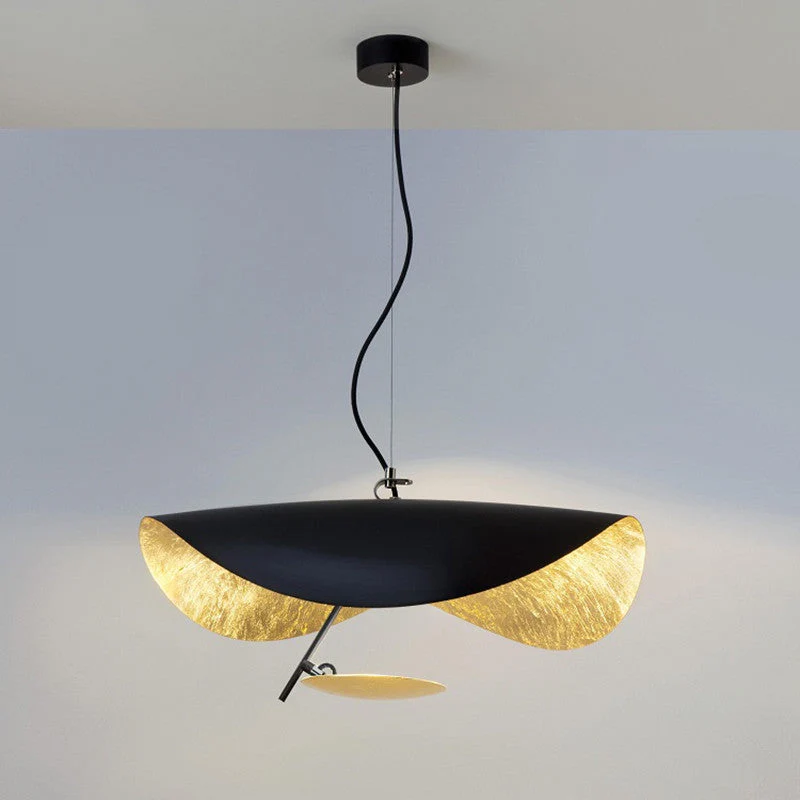 Lustra Pendant Lamp Black Gold Curved Shade - Image 48