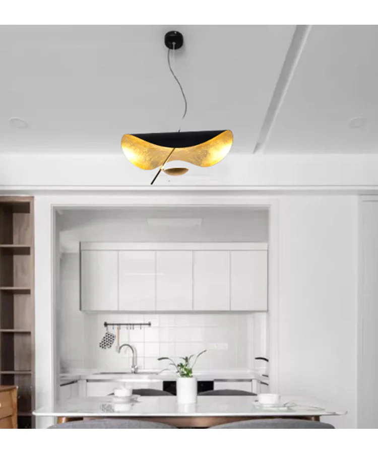 Lustra Pendant Lamp Black Gold Curved Shade - Image 50