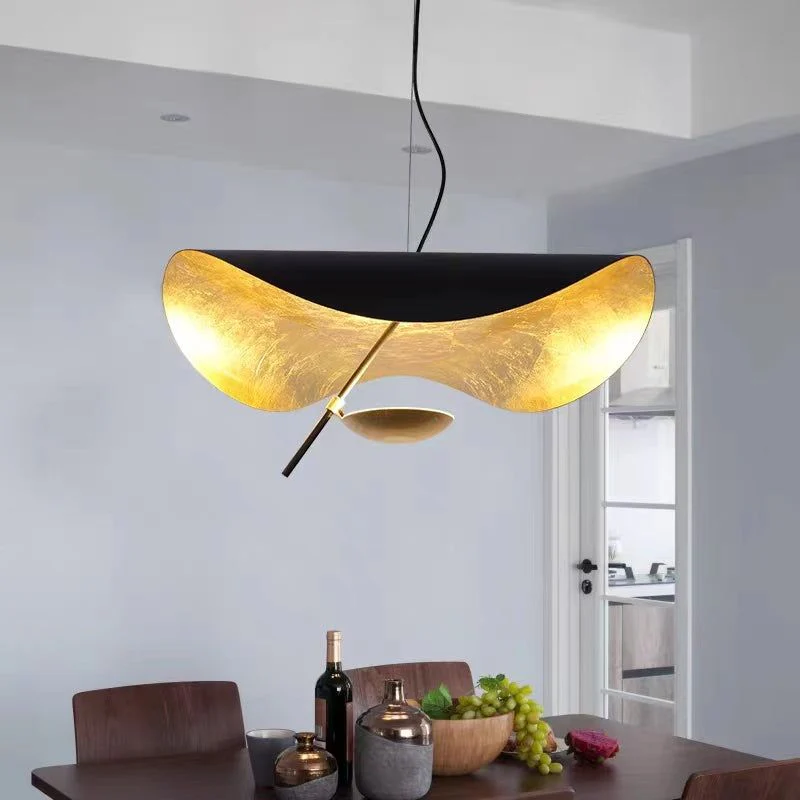 Lustra Pendant Lamp Black Gold Curved Shade - Image 54