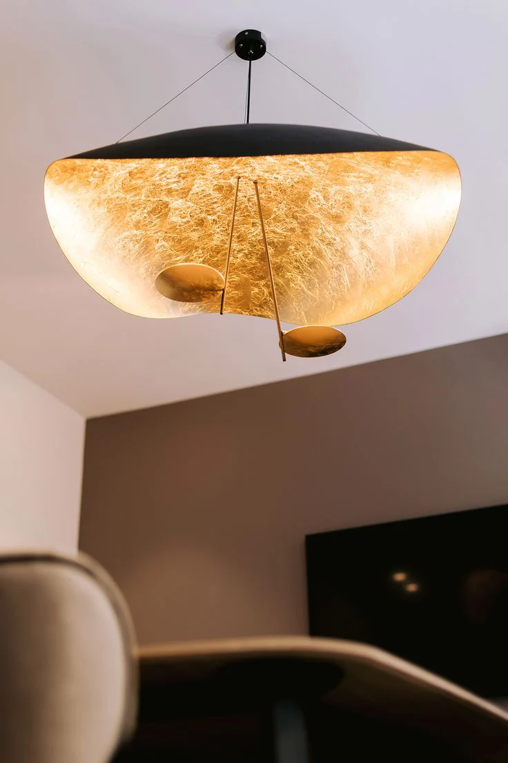 Lustra Pendant Lamp Black Gold Curved Shade - Image 57