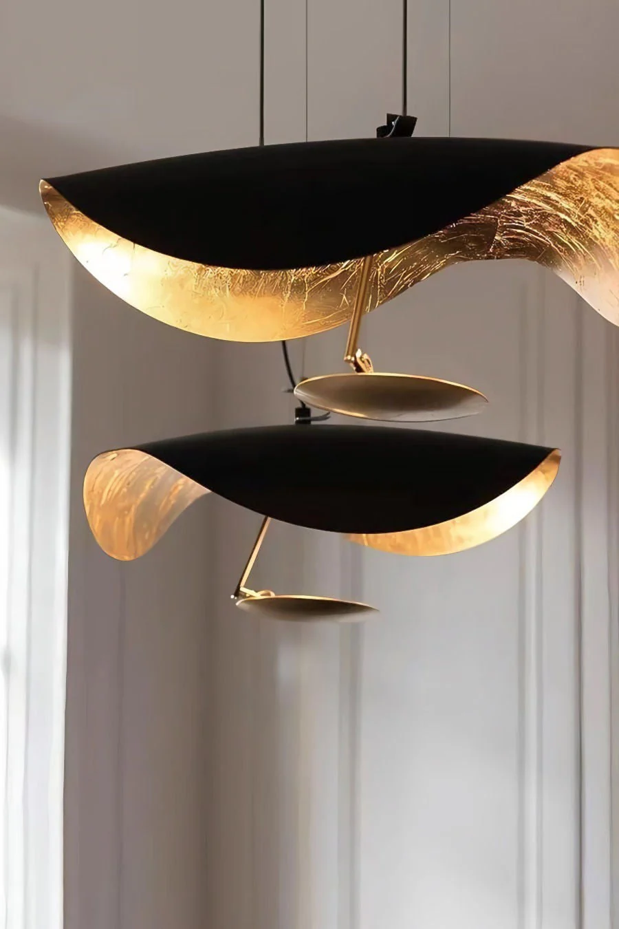 Lustra Pendant Lamp Black Gold Curved Shade - Image 58