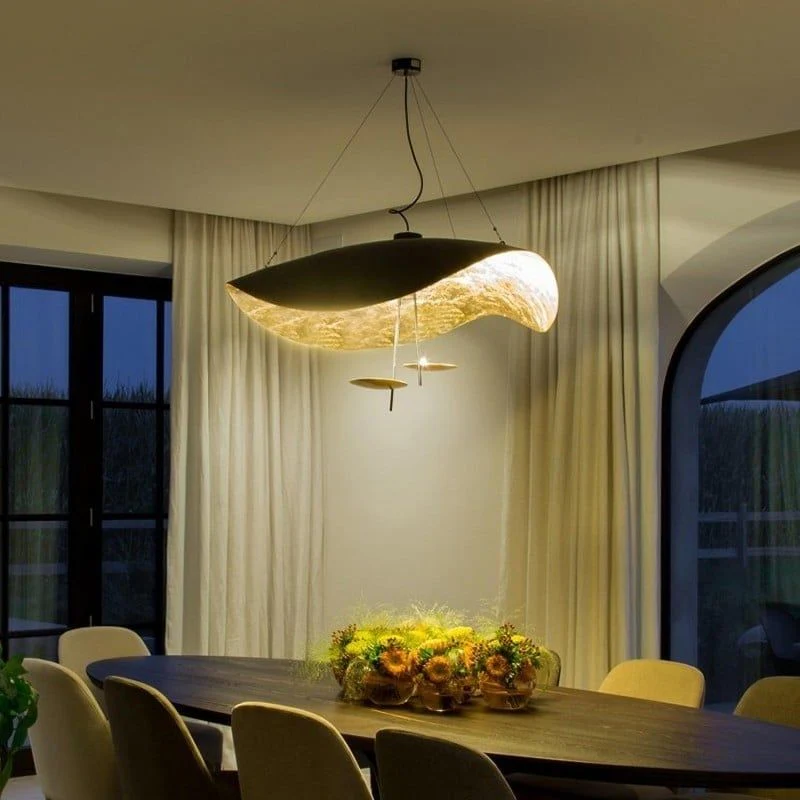 Lustra Pendant Lamp Black Gold Curved Shade - Image 6