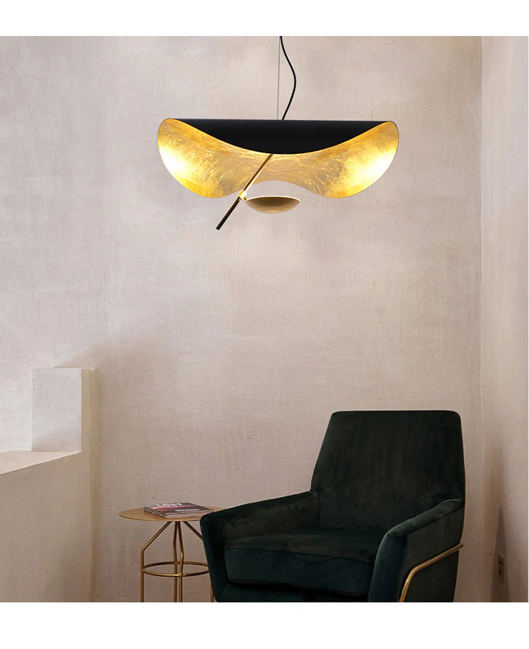 Lustra Pendant Lamp Black Gold Curved Shade - Image 61
