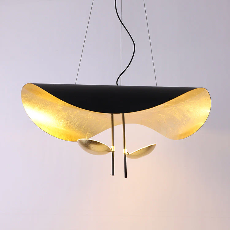 Lustra Pendant Lamp Black Gold Curved Shade - Image 62