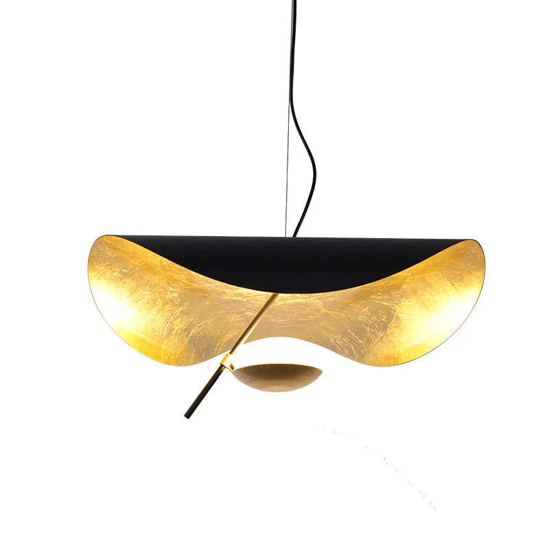 Lustra Pendant Lamp Black Gold Curved Shade - Image 65
