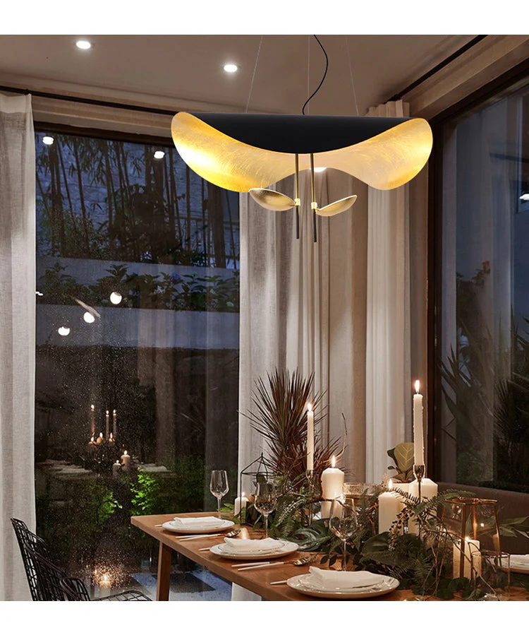 Lustra Pendant Lamp Black Gold Curved Shade - Image 66