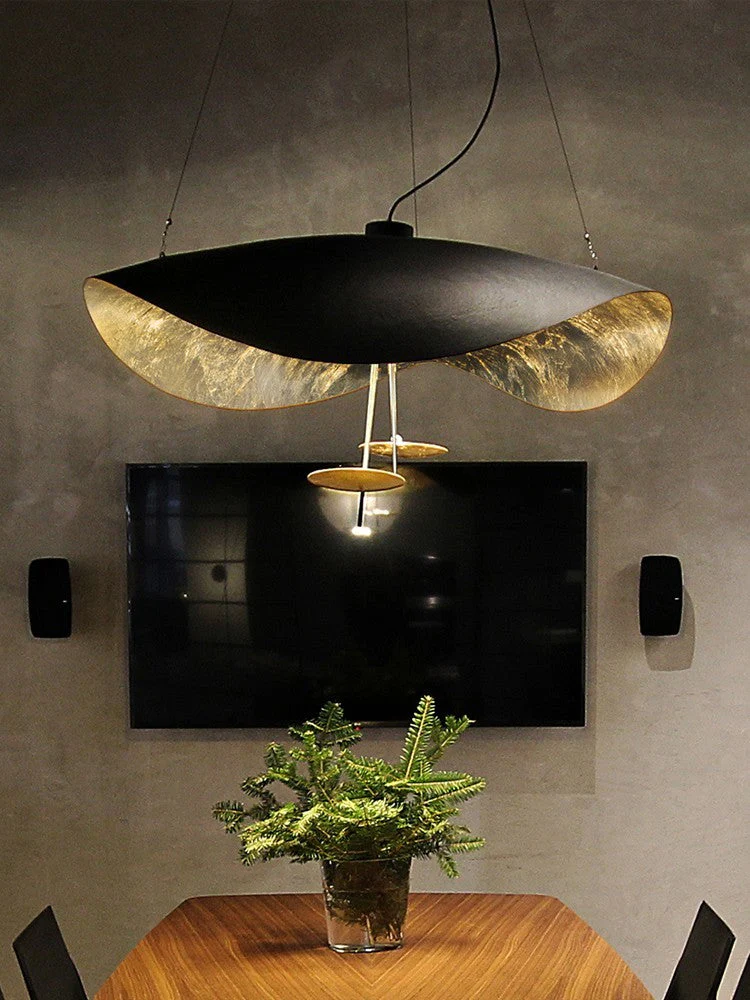 Lustra Pendant Lamp Black Gold Curved Shade - Image 68