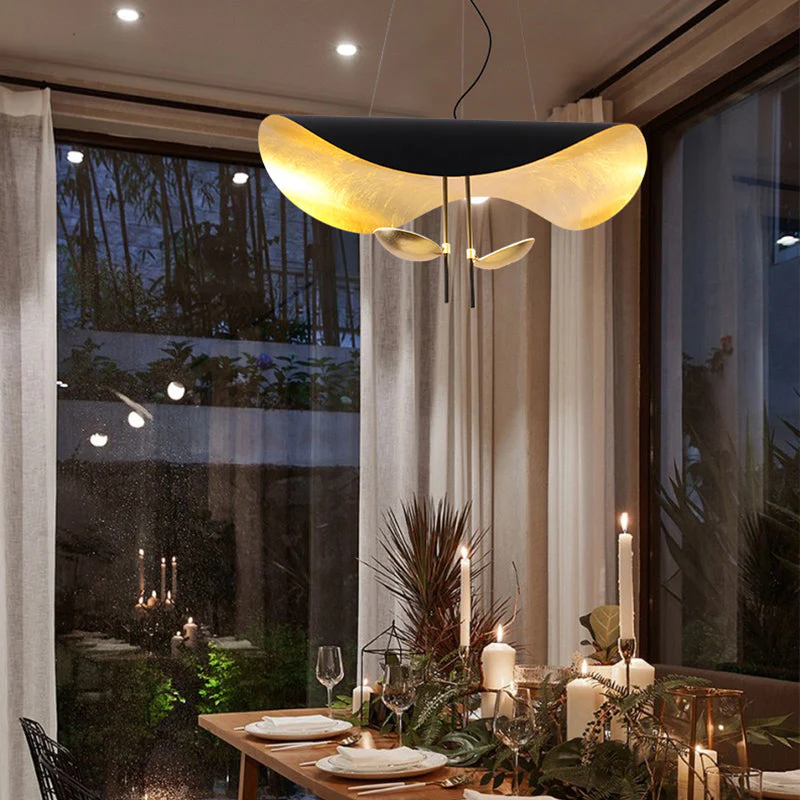 Lustra Pendant Lamp Black Gold Curved Shade - Image 69