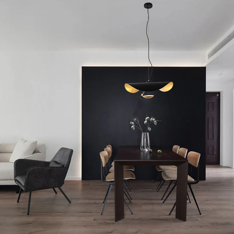 Lustra Pendant Lamp Black Gold Curved Shade - Image 70