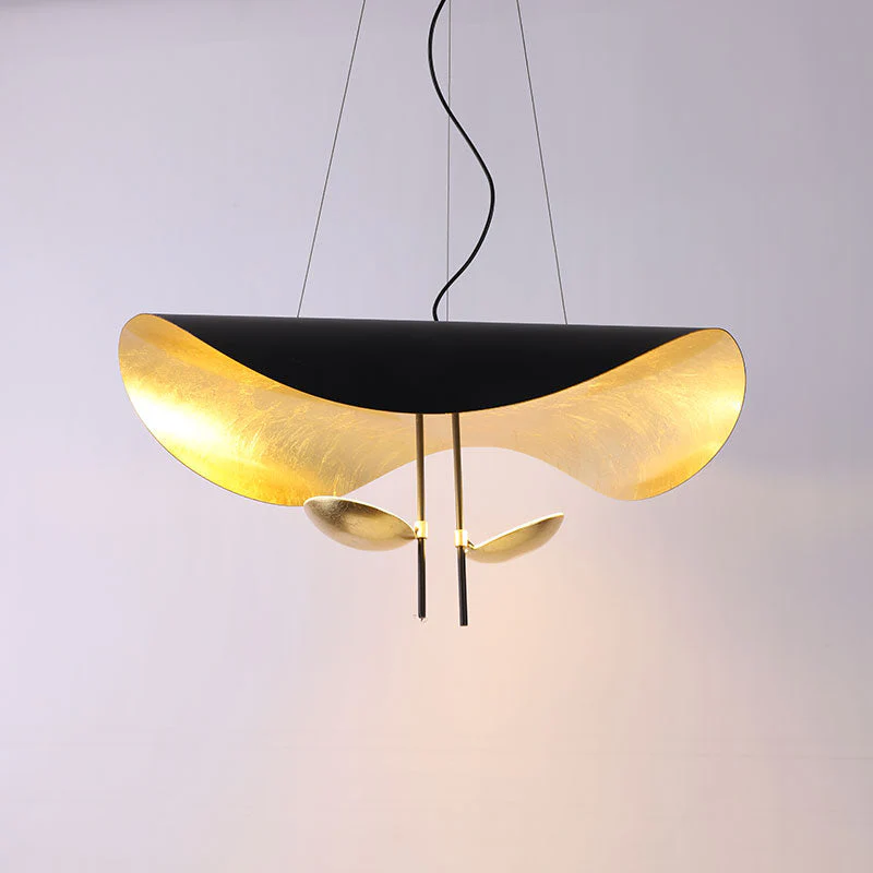 Lustra Pendant Lamp Black Gold Curved Shade - Image 71