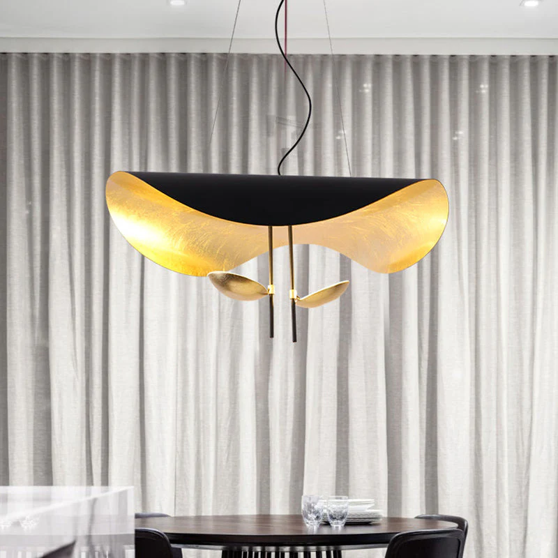 Lustra Pendant Lamp Black Gold Curved Shade - Image 72