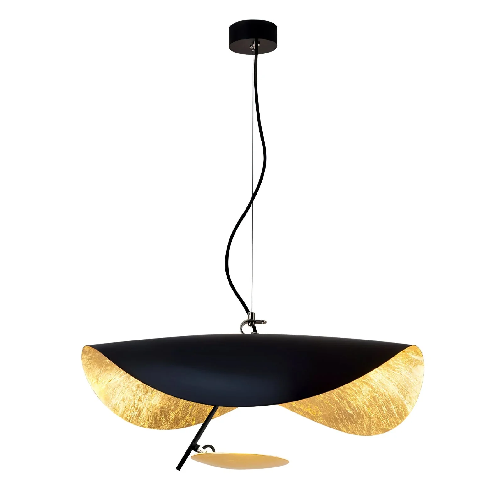 Lustra Pendant Lamp Black Gold Curved Shade - Image 90