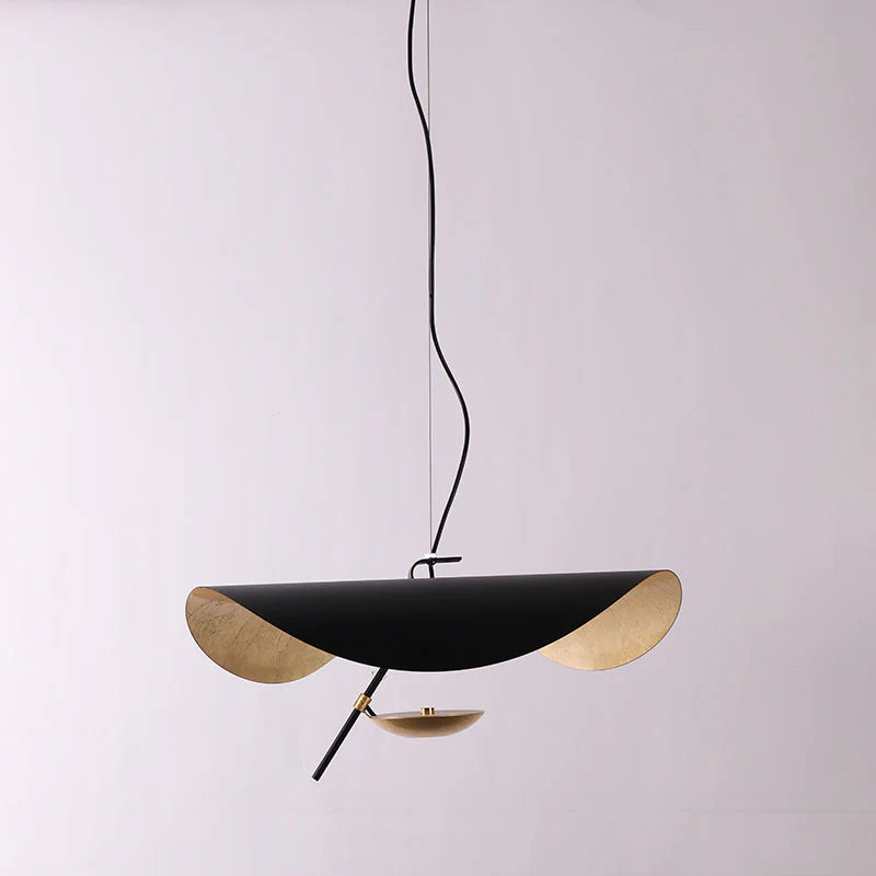 Lustra Pendant Lamp Black Gold Curved Shade - Image 92