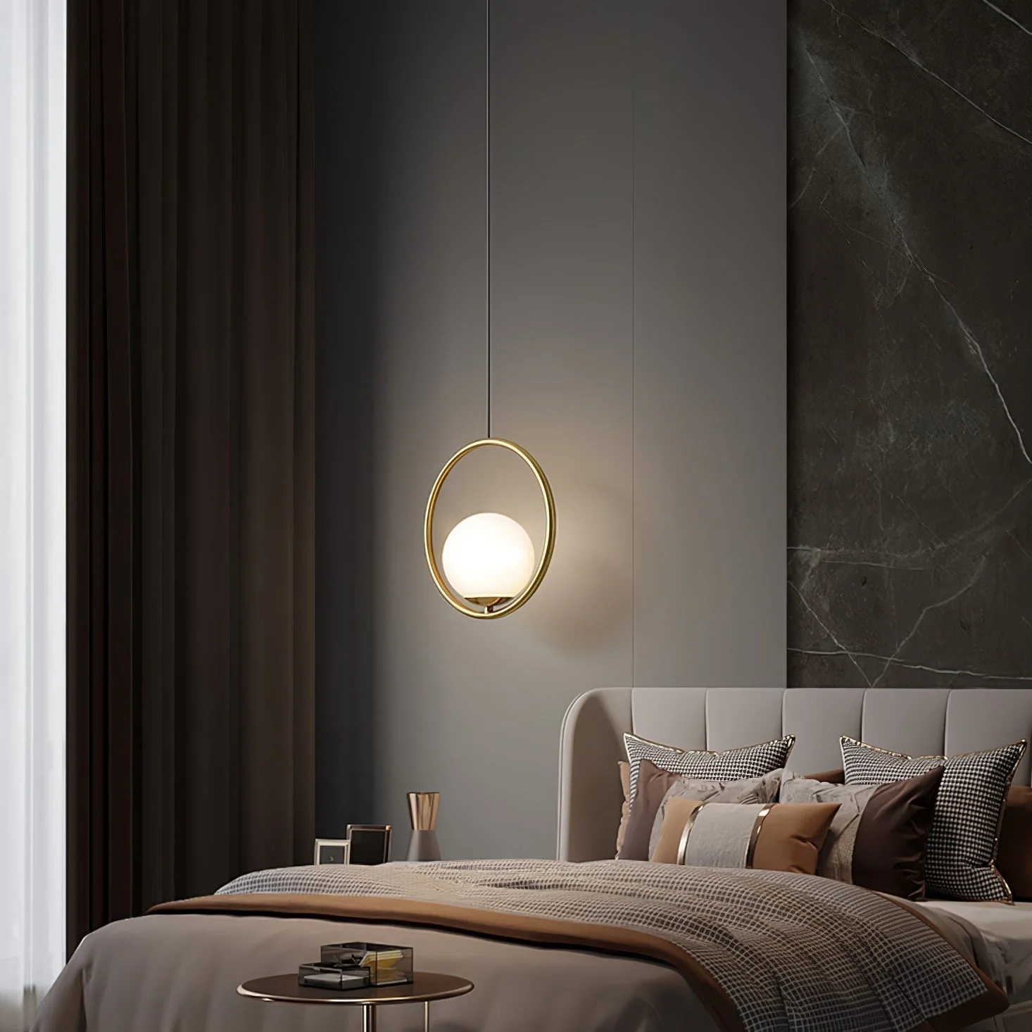 Lustra Pendant Lamp Brass Modern Ring - Image 54