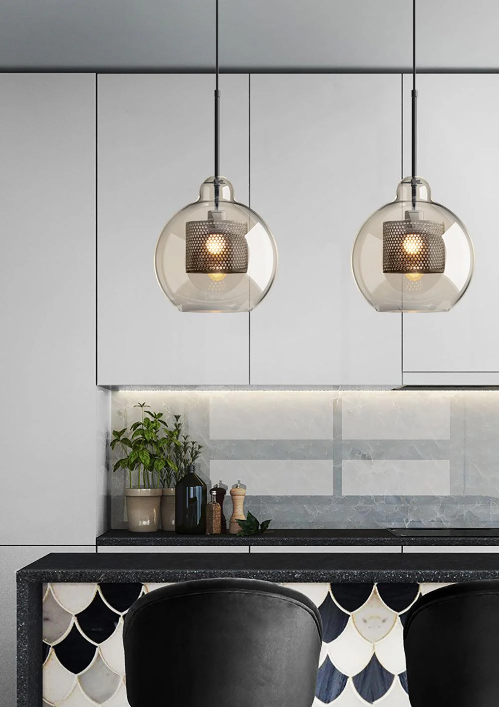 Lustra Pendant Lamp Chiswick Glass for Living Room - Image 175