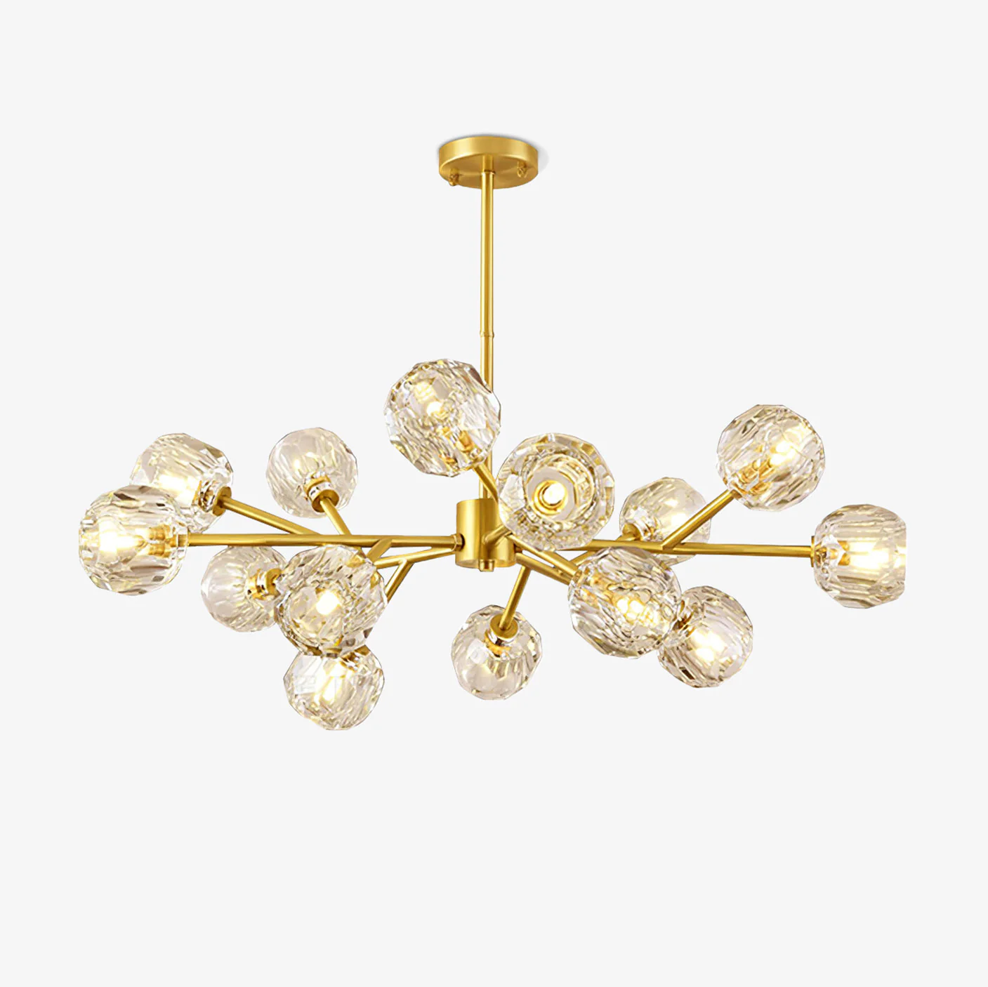 Lustra Pendant Lamp Crystal Ball Brass Cluster
