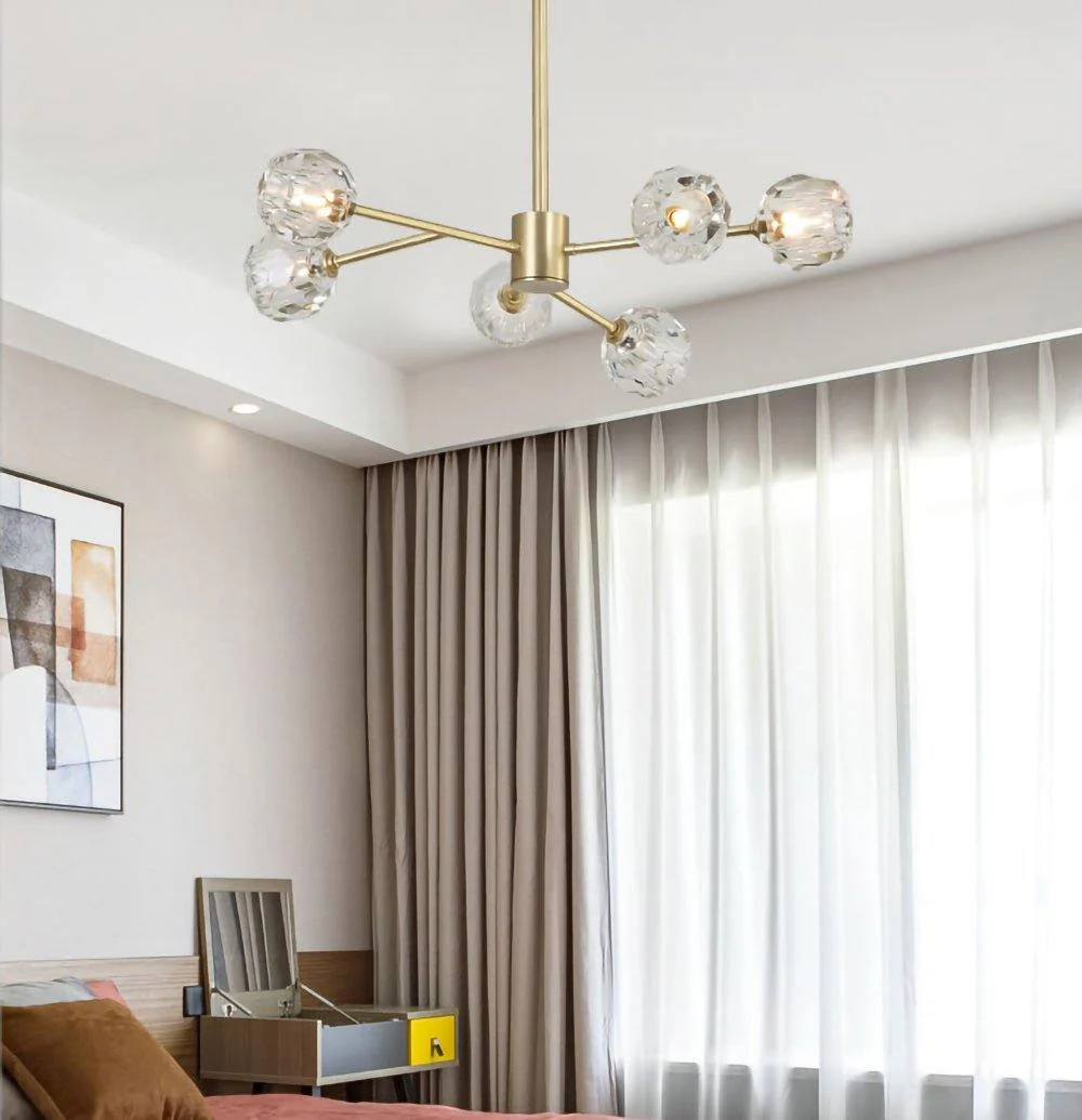 Lustra Pendant Lamp Crystal Ball Brass Cluster - Image 10