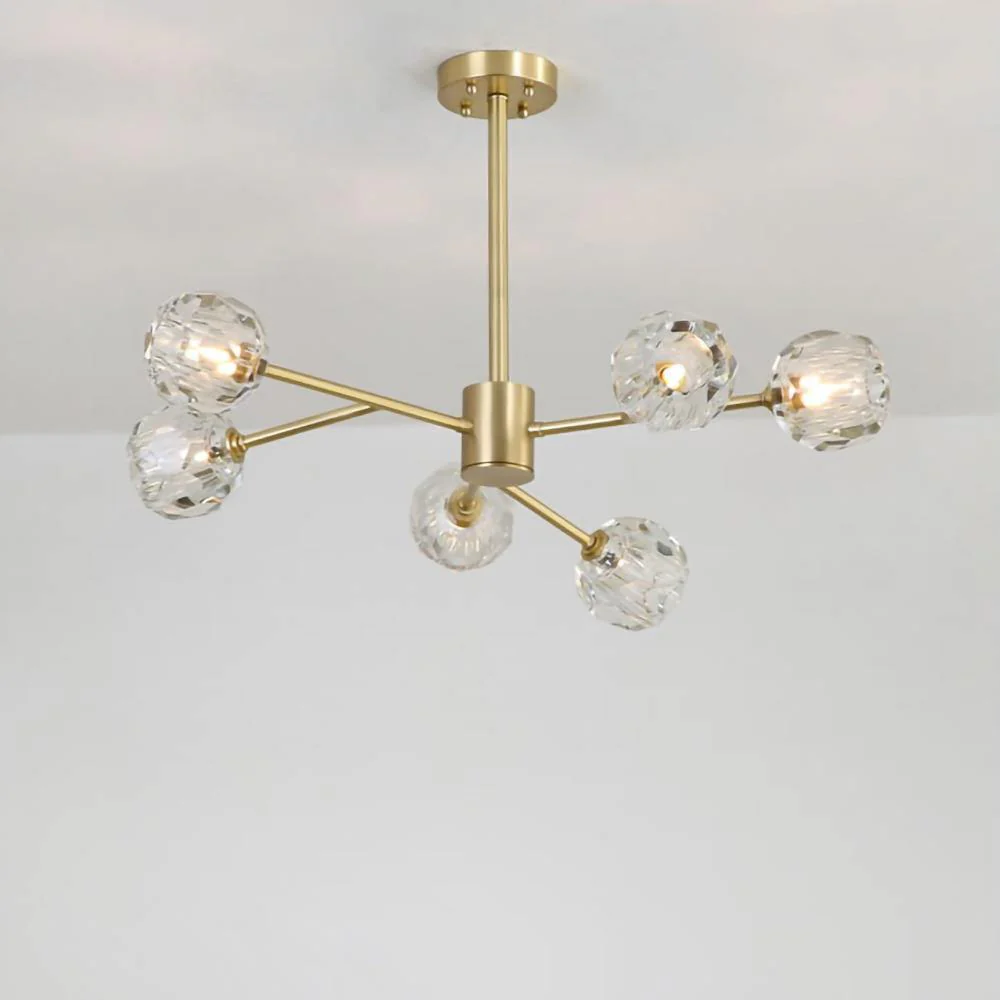 Lustra Pendant Lamp Crystal Ball Brass Cluster - Image 11