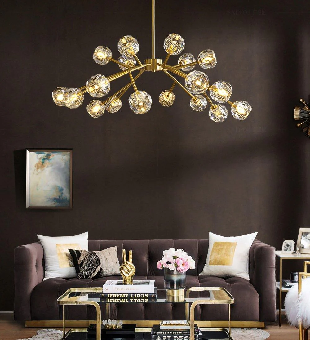 Lustra Pendant Lamp Crystal Ball Brass Cluster - Image 120
