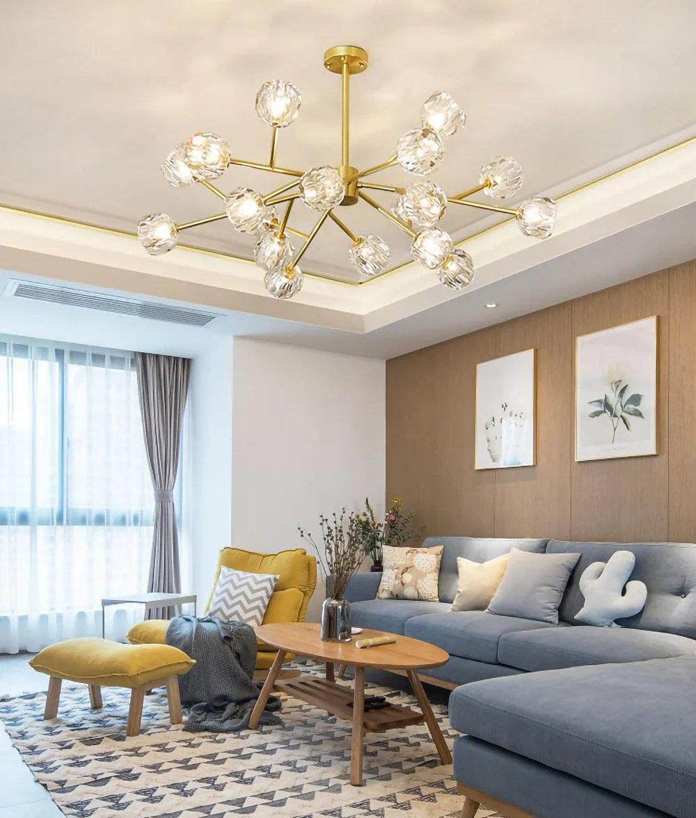 Lustra Pendant Lamp Crystal Ball Brass Cluster - Image 121