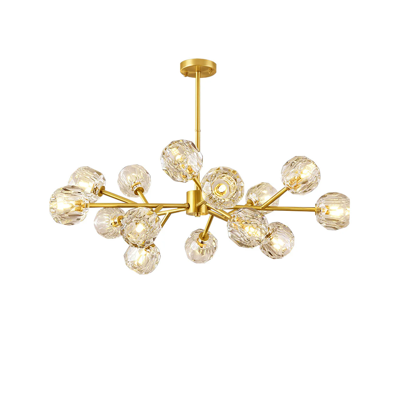 Lustra Pendant Lamp Crystal Ball Brass Cluster - Image 13