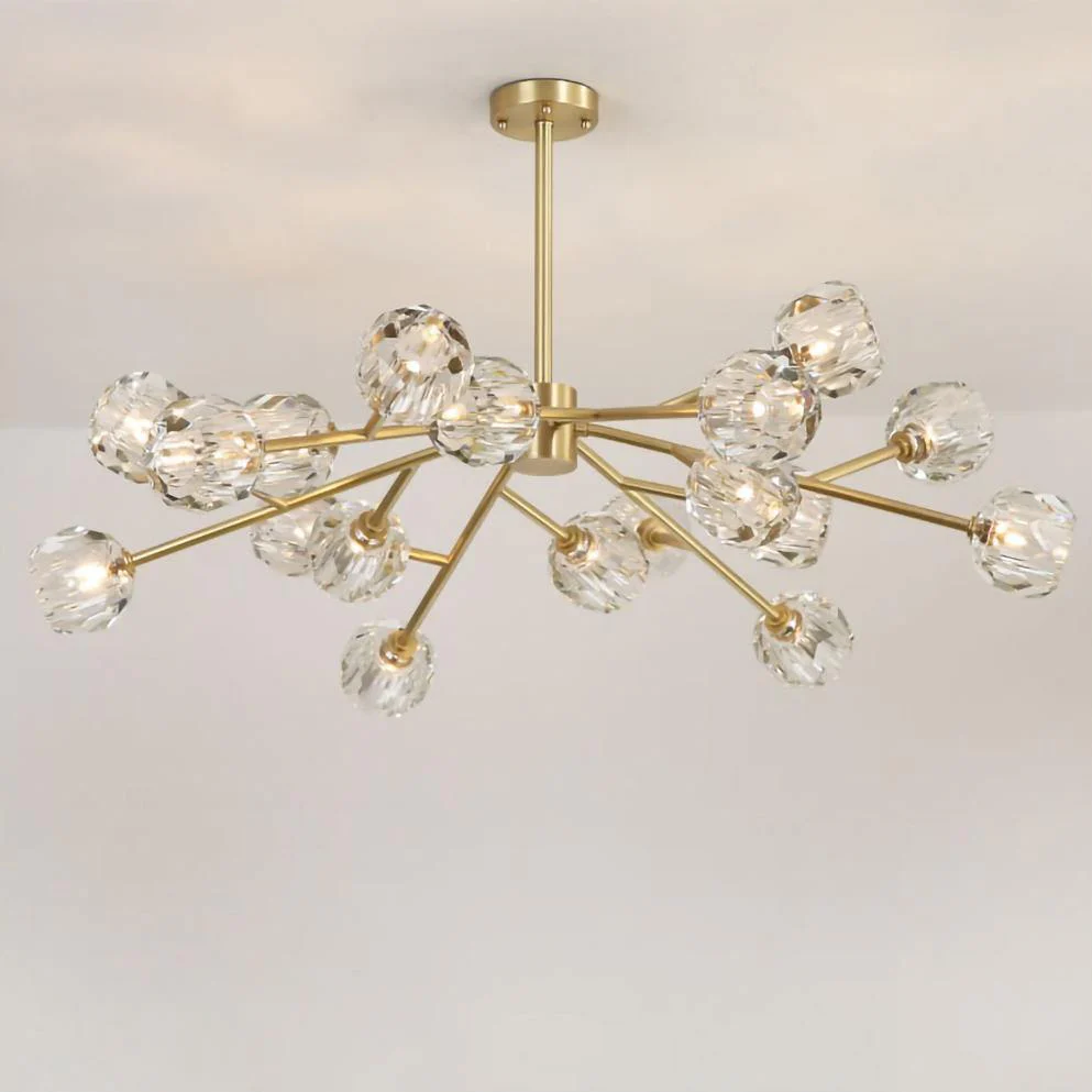 Lustra Pendant Lamp Crystal Ball Brass Cluster - Image 15