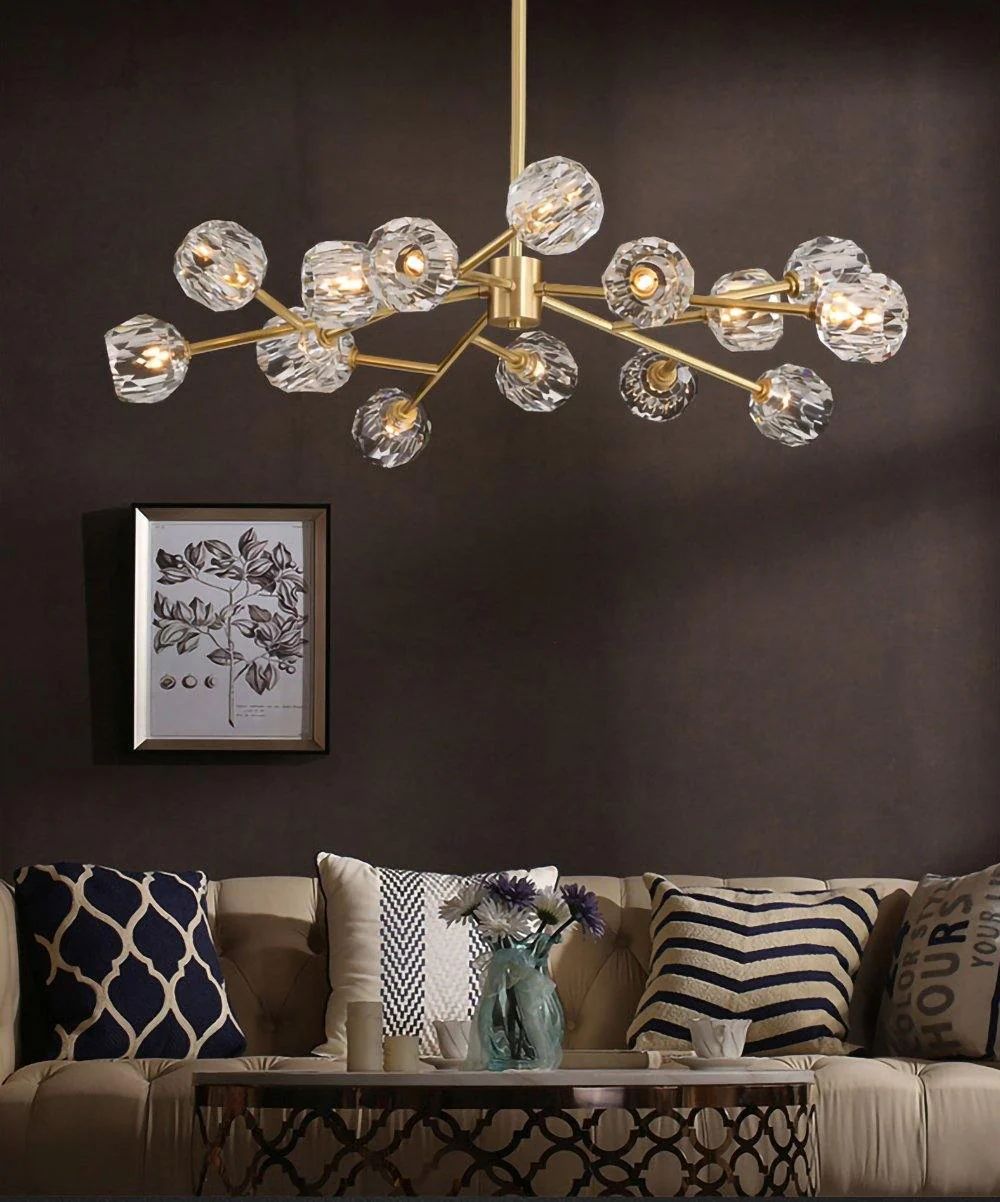 Lustra Pendant Lamp Crystal Ball Brass Cluster - Image 17