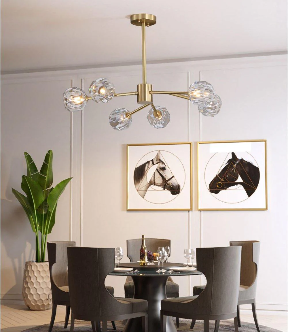 Lustra Pendant Lamp Crystal Ball Brass Cluster - Image 22