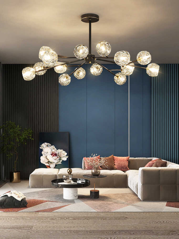 Lustra Pendant Lamp Crystal Ball Brass Cluster - Image 24