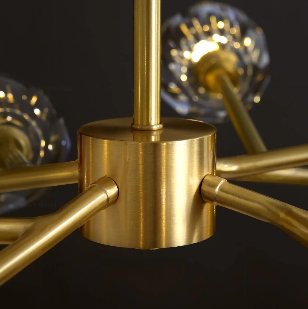 Lustra Pendant Lamp Crystal Ball Brass Cluster - Image 3