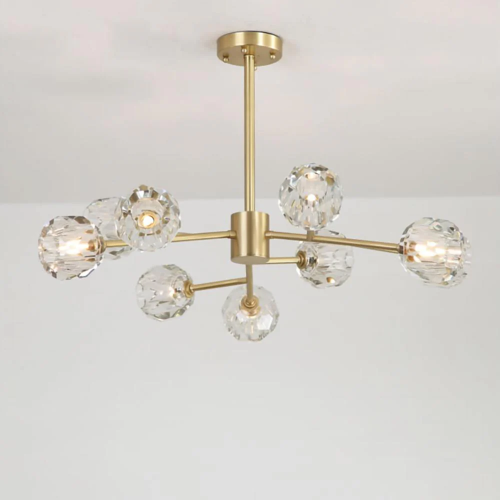 Lustra Pendant Lamp Crystal Ball Brass Cluster - Image 31