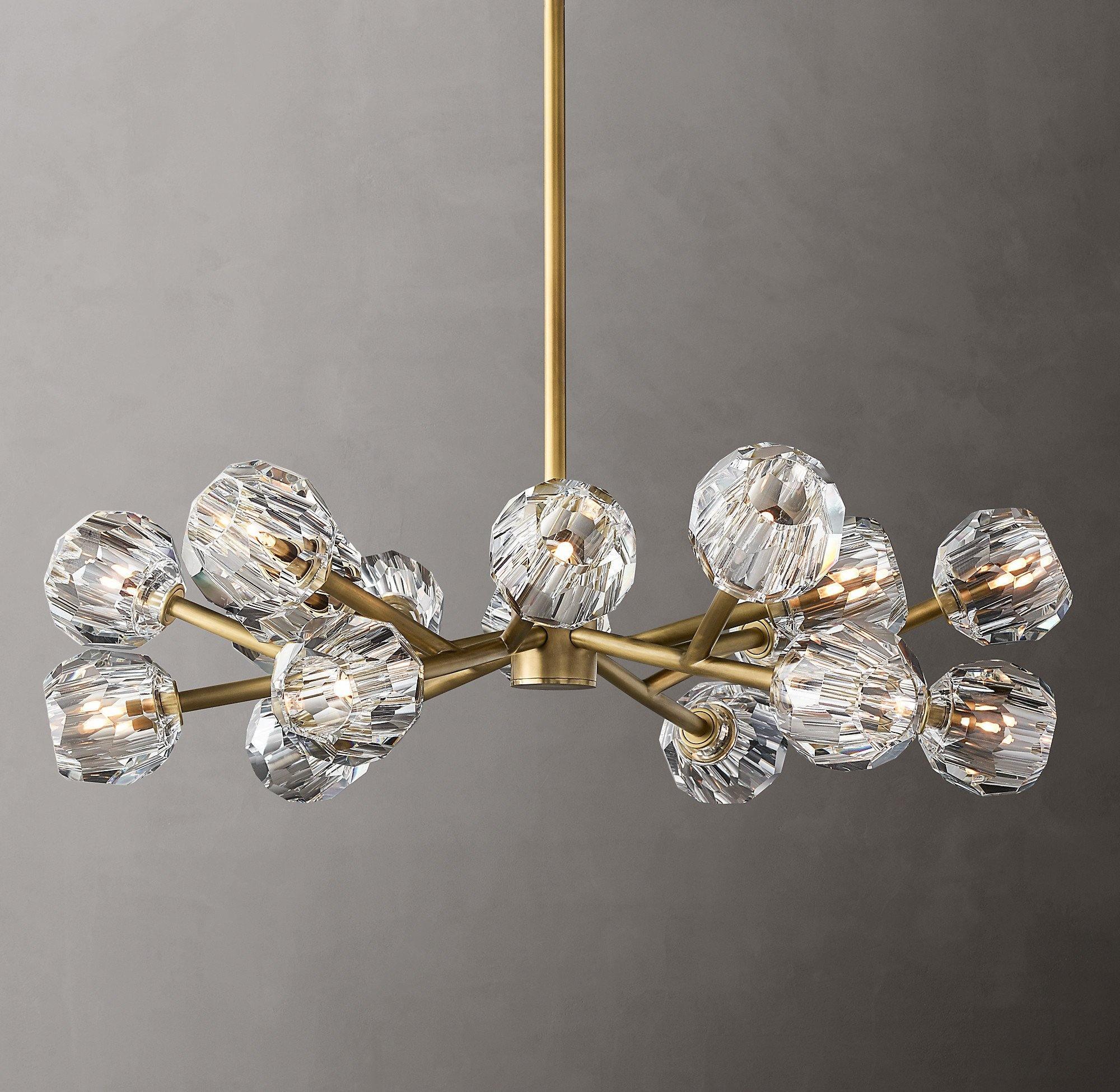 Lustra Pendant Lamp Crystal Ball Brass Cluster - Image 33