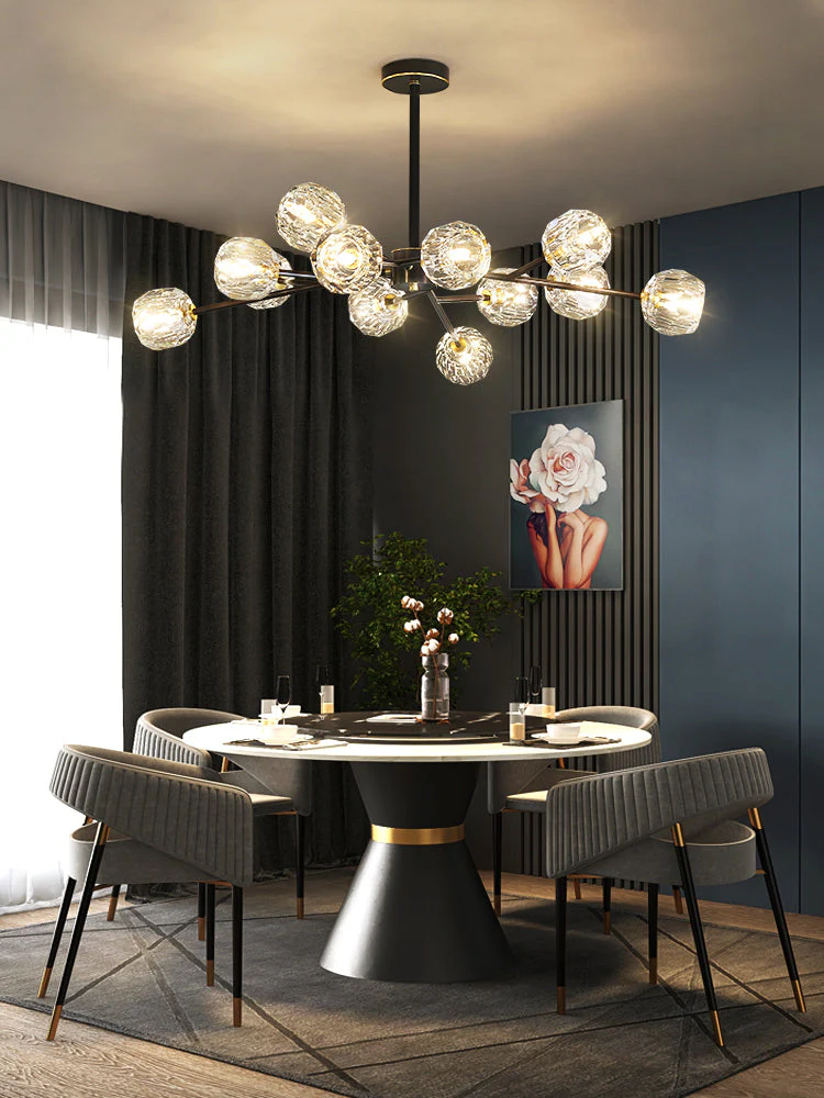 Lustra Pendant Lamp Crystal Ball Brass Cluster - Image 34
