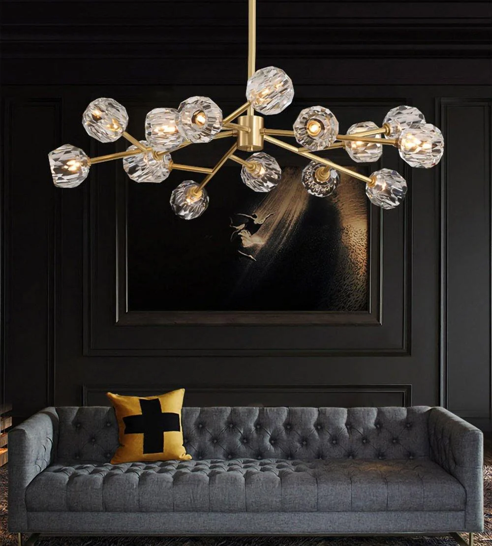 Lustra Pendant Lamp Crystal Ball Brass Cluster - Image 45
